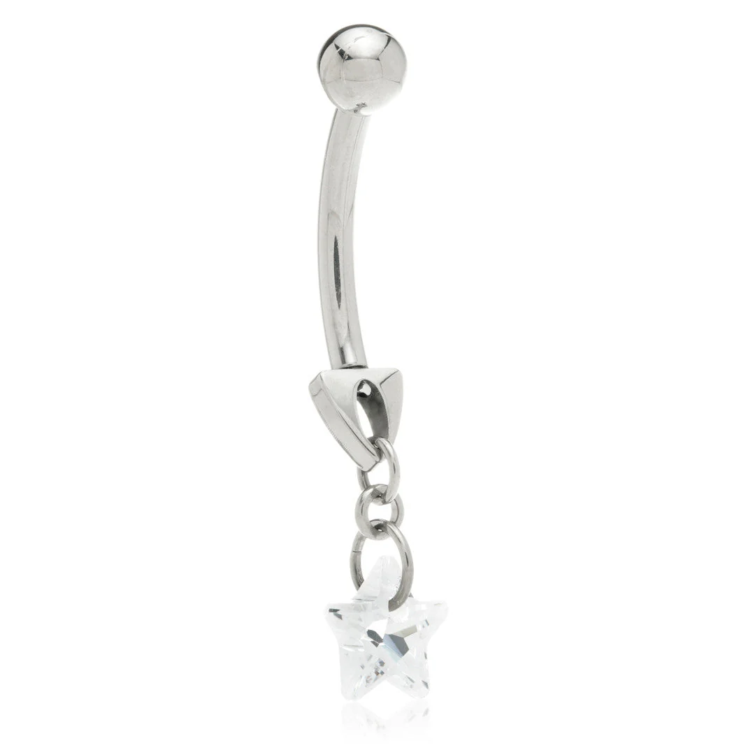 TiC Reversible Belly Bar with Crystal Star - 10