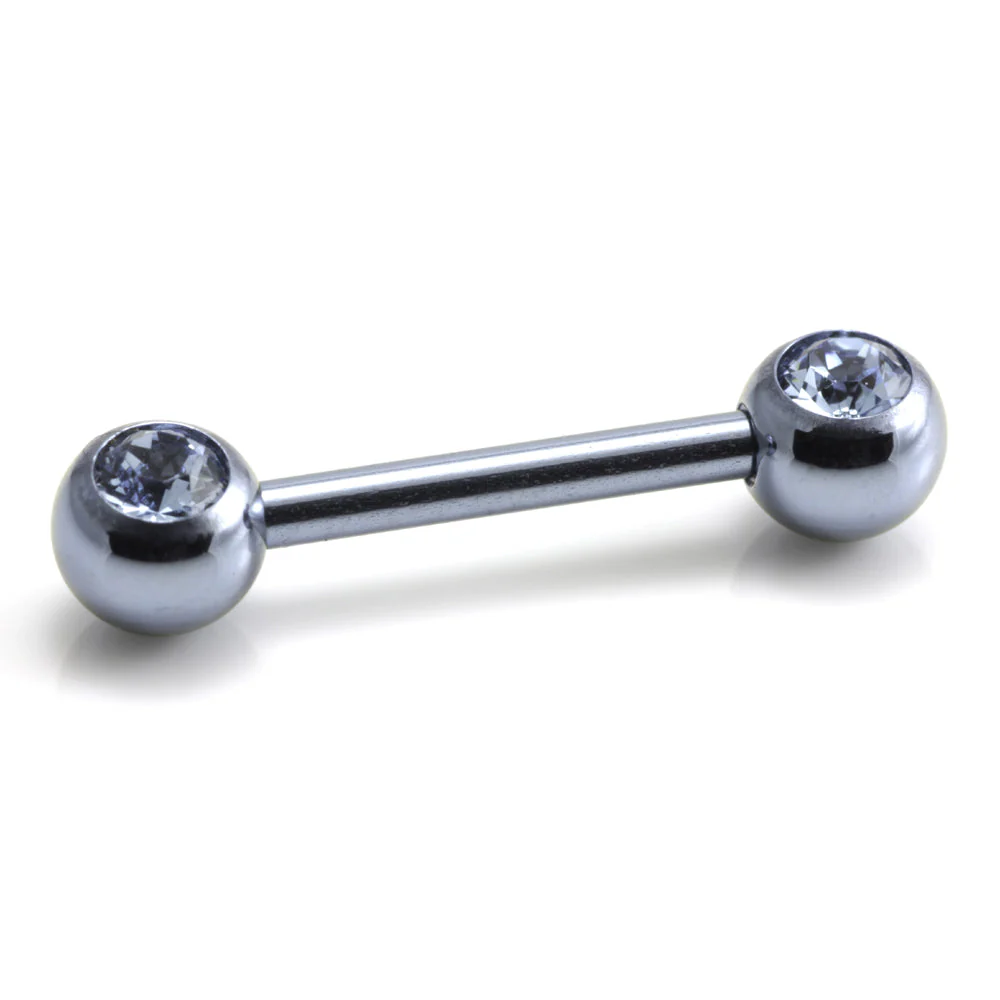 Titanium External Thread Forward Jewelled Nipple Bar - Image 10