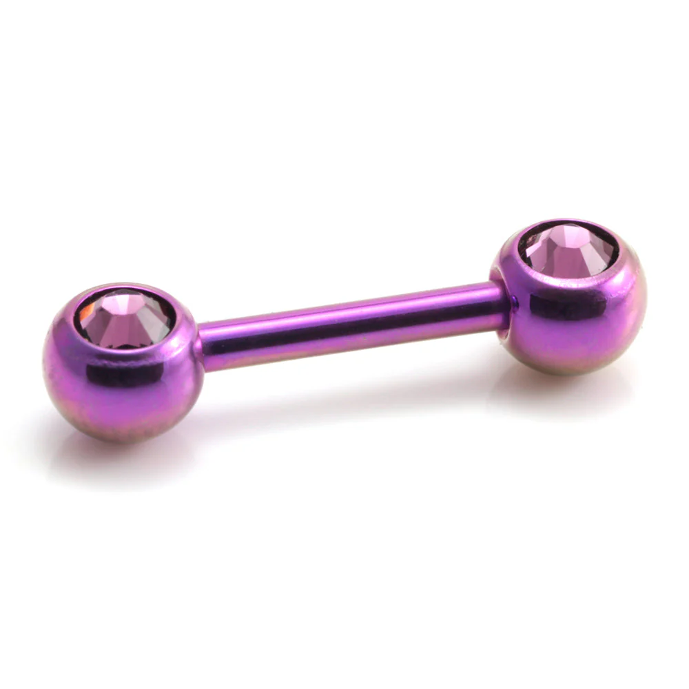 Titanium External Thread Forward Jewelled Nipple Bar - Image 11