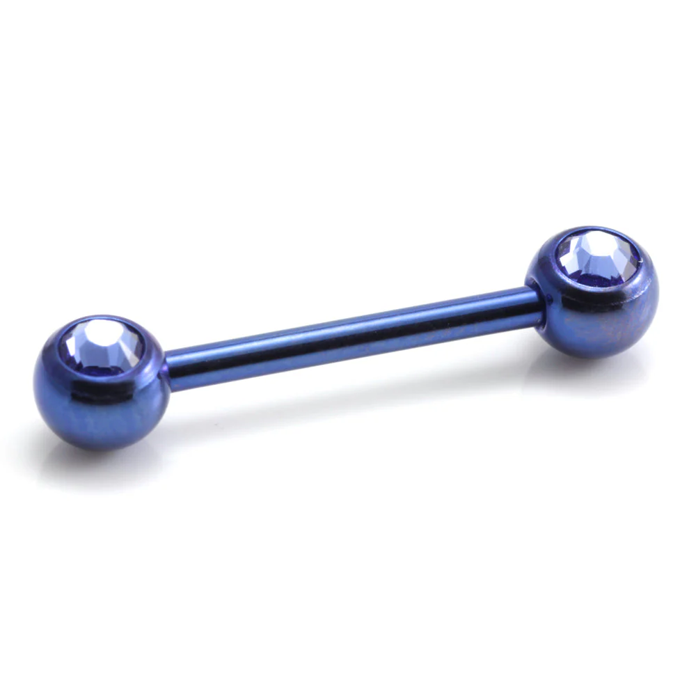 Titanium External Thread Forward Jewelled Nipple Bar - Image 2
