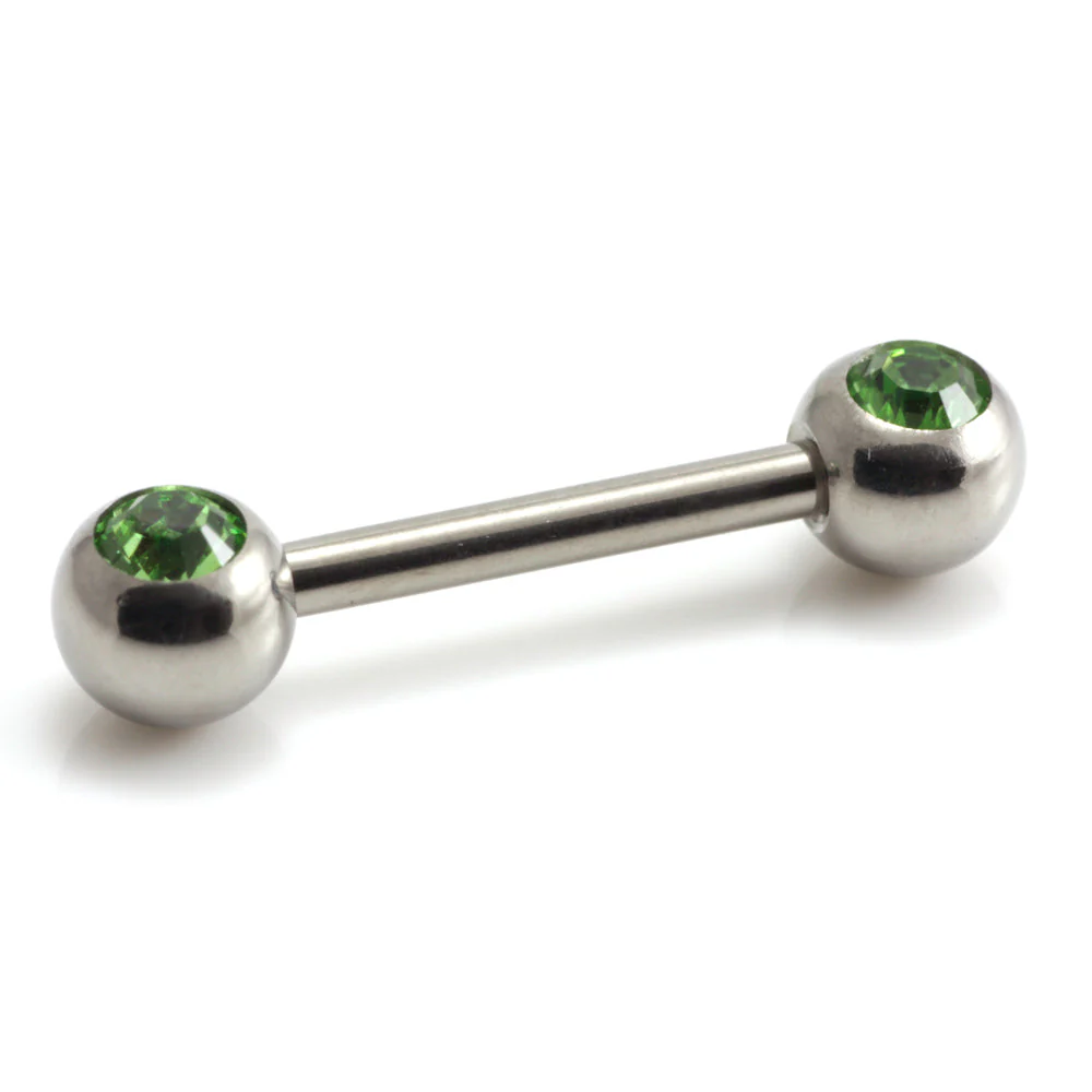 Titanium External Thread Forward Jewelled Nipple Bar - Image 3