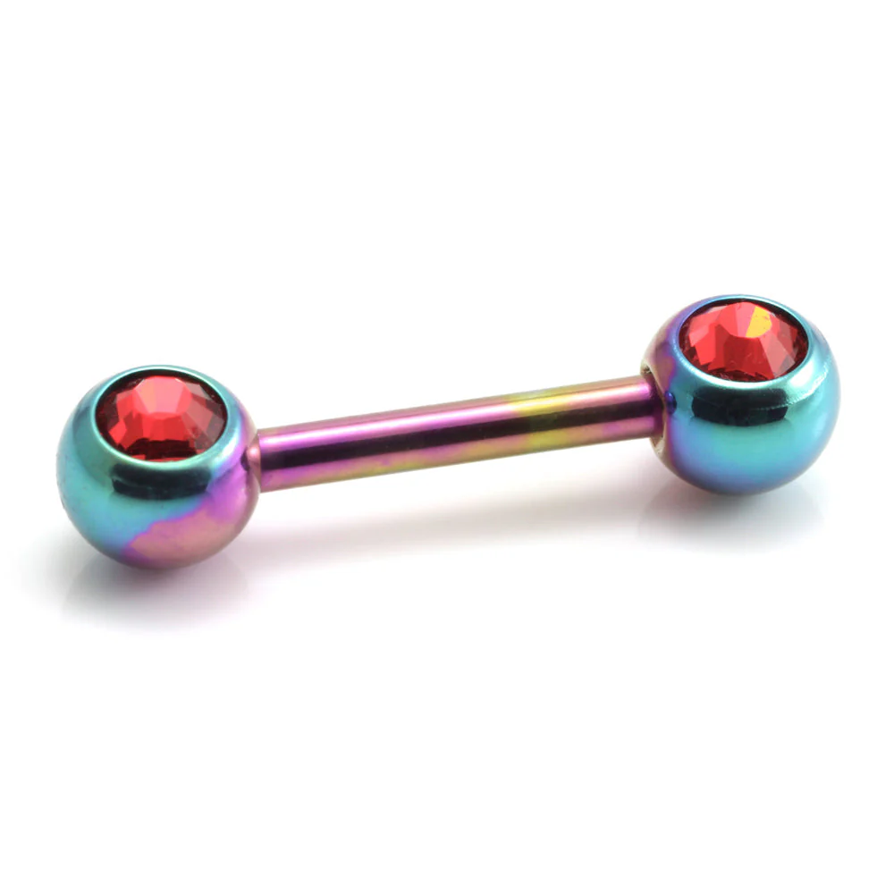 Titanium External Thread Forward Jewelled Nipple Bar - Image 4