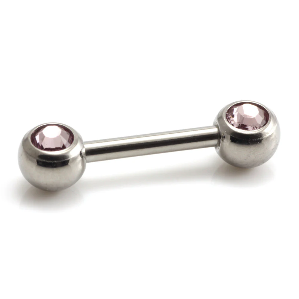 Titanium External Thread Forward Jewelled Nipple Bar - Image 5