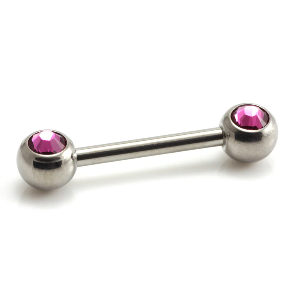 Titanium External Thread Forward Jewelled Nipple Bar - Image 7