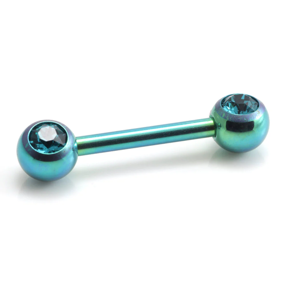 Titanium External Thread Forward Jewelled Nipple Bar - Image 9