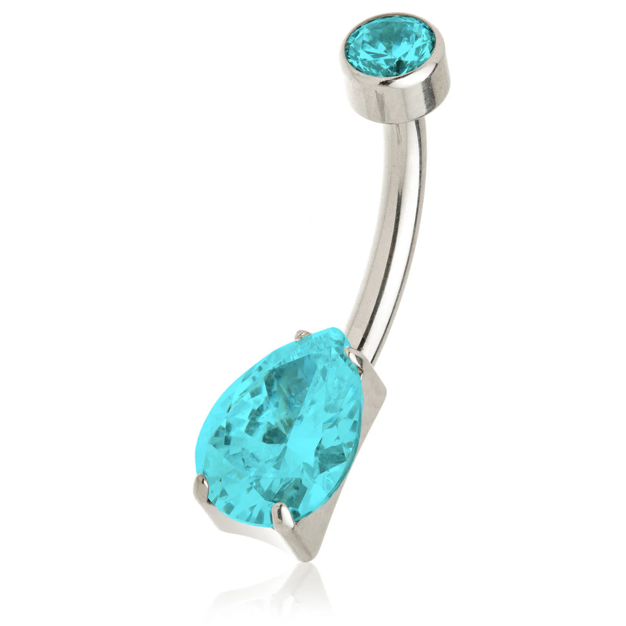 Titanium Internal Tear Gem Double Jewelled Navel Bar - Image 2