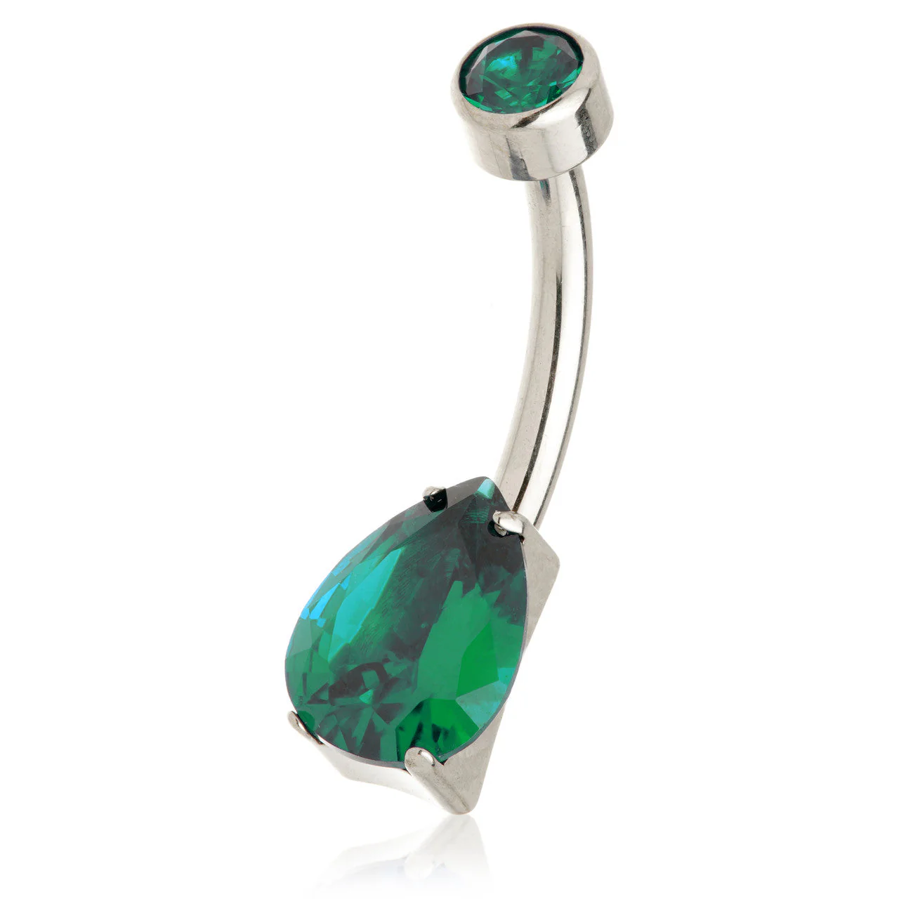 Titanium Internal Tear Gem Double Jewelled Navel Bar - Image 3
