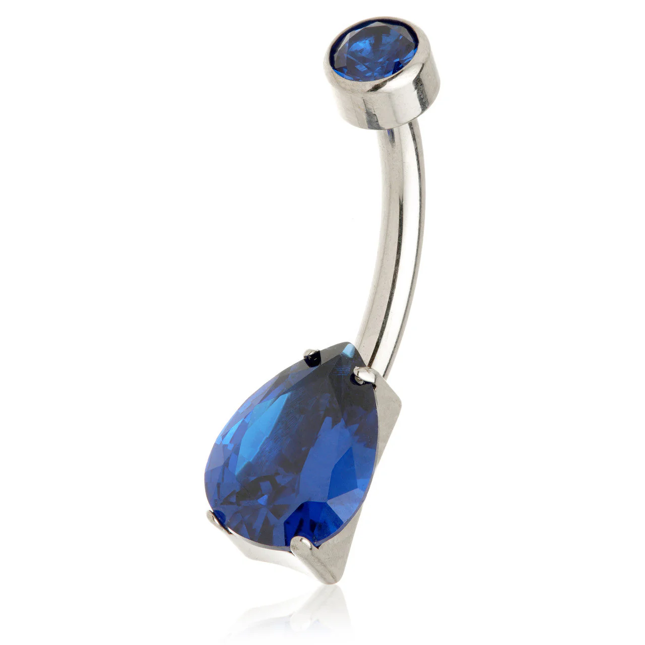 Titanium Internal Tear Gem Double Jewelled Navel Bar - Image 4