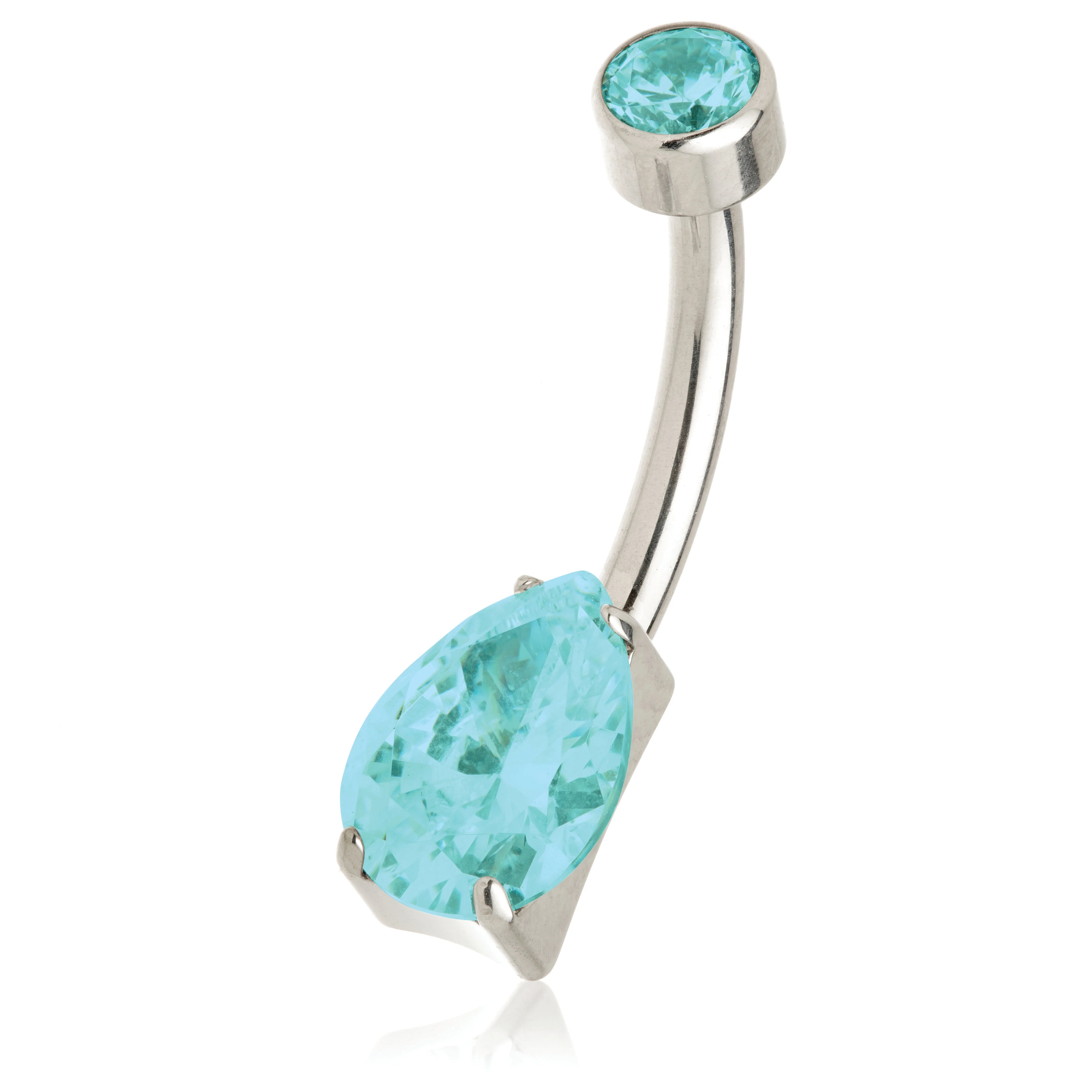 Titanium Internal Tear Gem Double Jewelled Navel Bar - Image 5