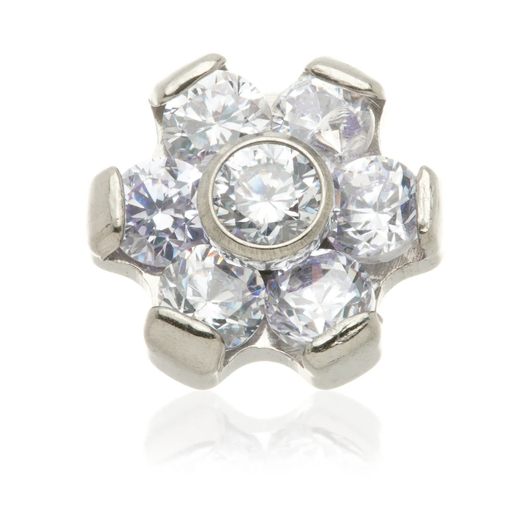 Titanium Internal Thread 6 Petal Gem Flower - Image 2