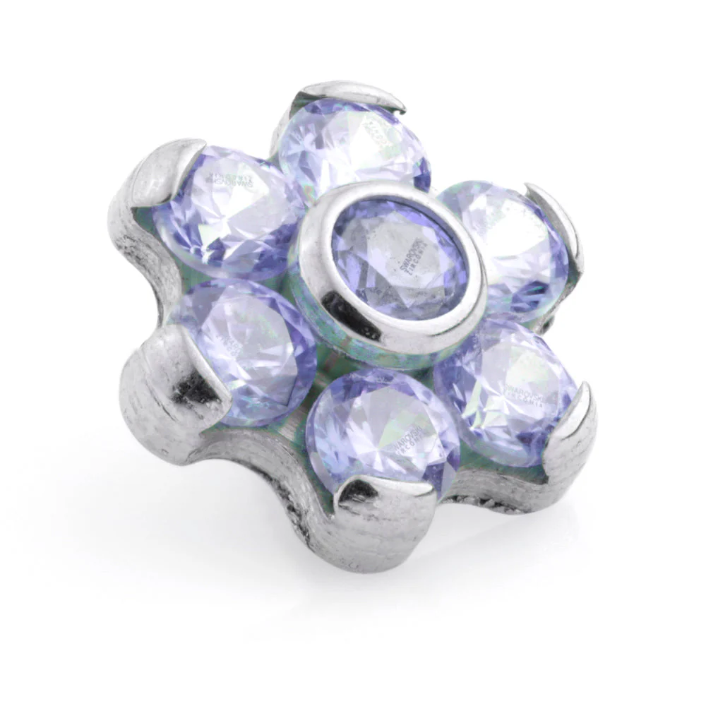 Titanium Internal Thread 6 Petal Gem Flower - Image 3