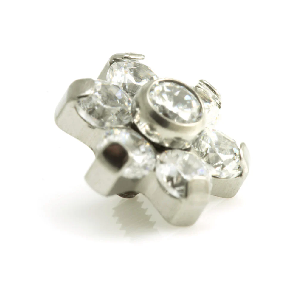 Titanium Internal Thread 6 Petal Gem Flower - Image 4