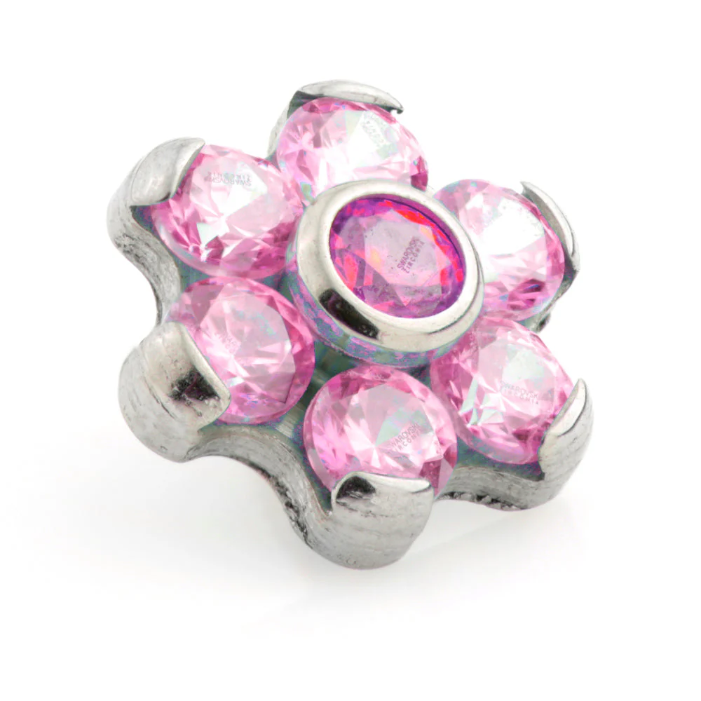 Titanium Internal Thread 6 Petal Gem Flower - Image 5