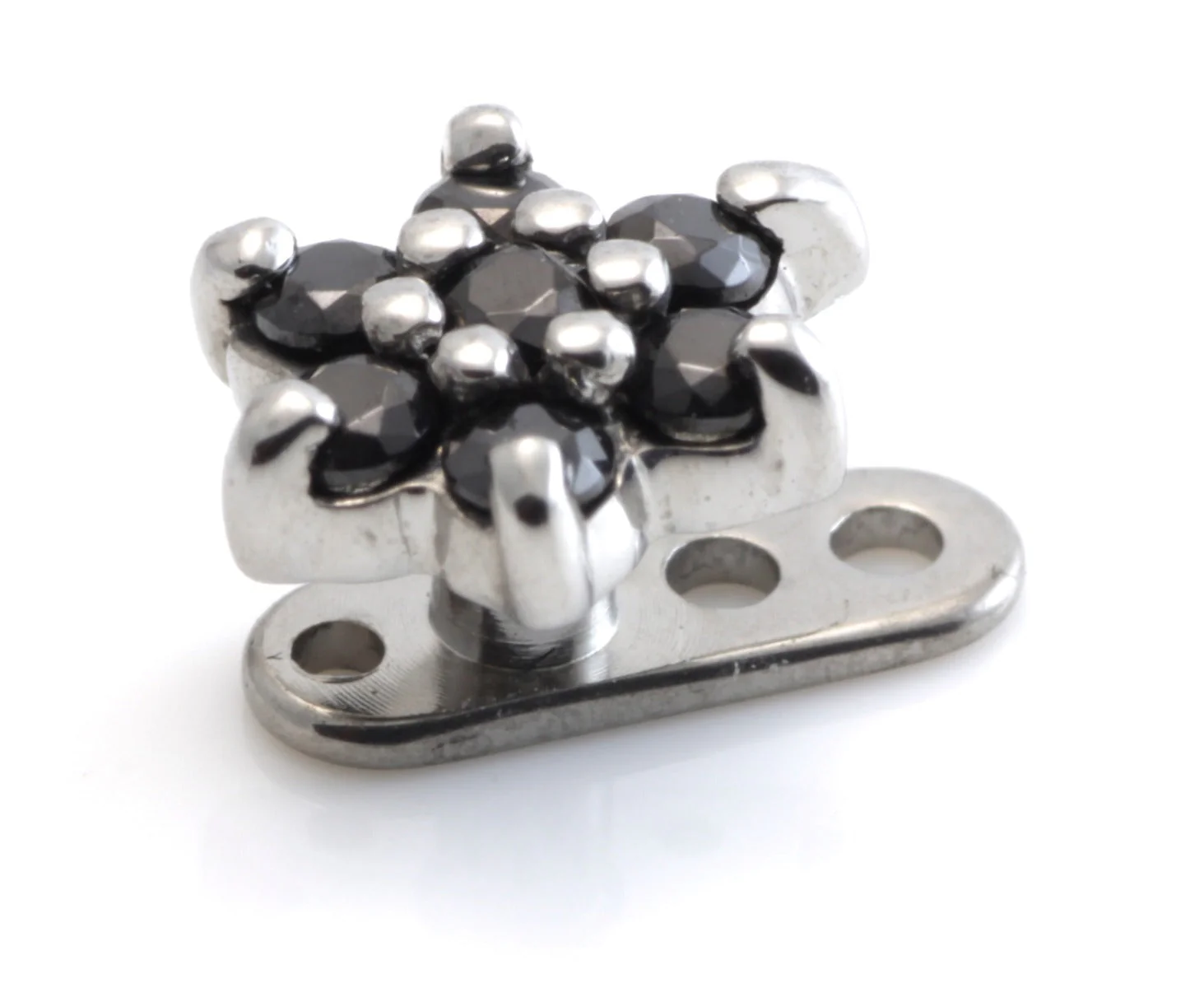 Titanium Internal Thread Anchor With Steel Gem Flower - Image 2