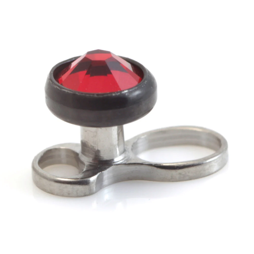 Titanium Internal Thread Micro Dermal Anchor with Evil Black Gem Disk - Image 2