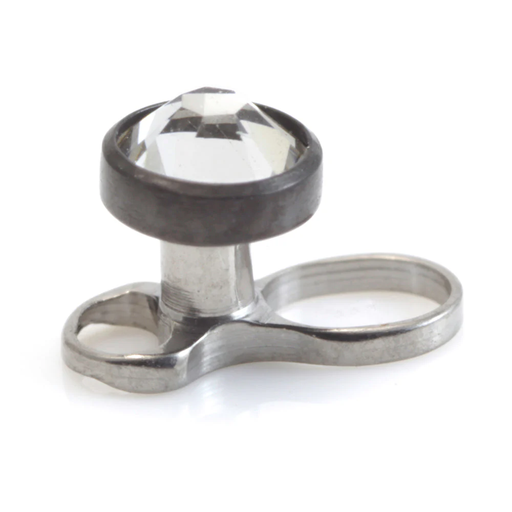 Titanium Internal Thread Micro Dermal Anchor with Evil Black Gem Disk - Image 4