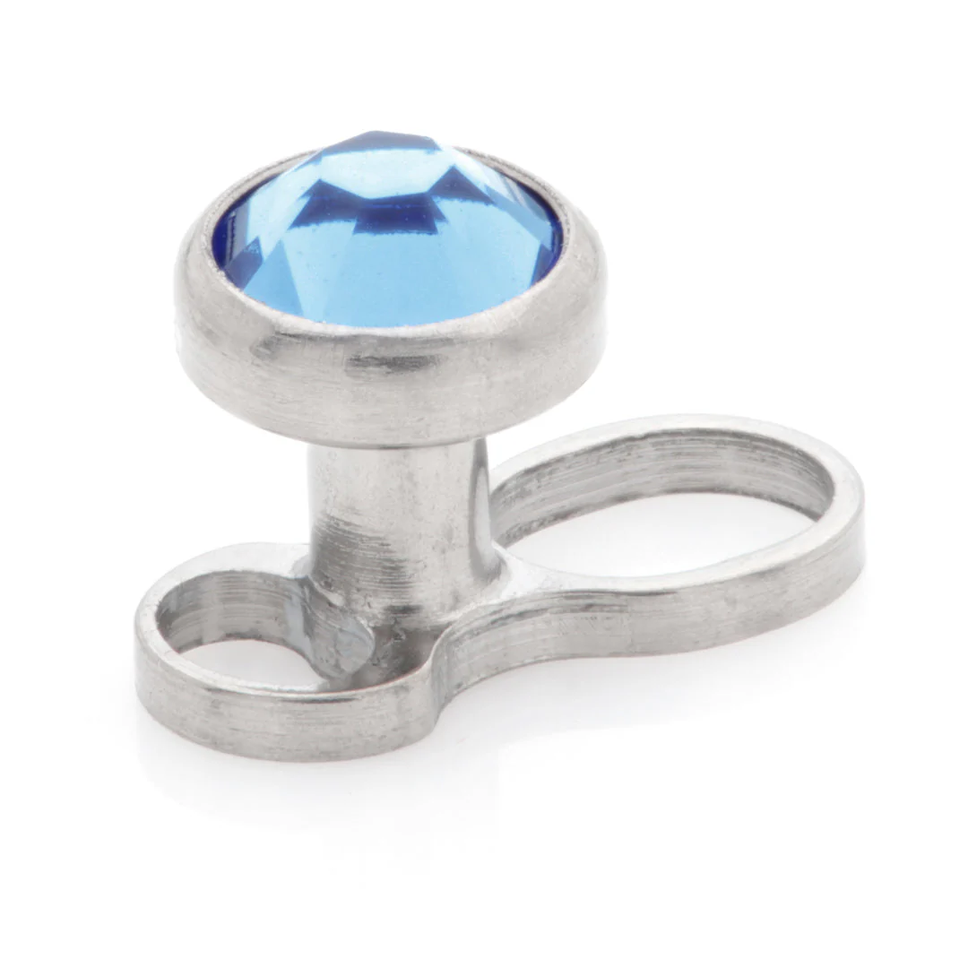 Titanium Internal Thread Micro Dermal Anchor with Gem Disk - Image 3