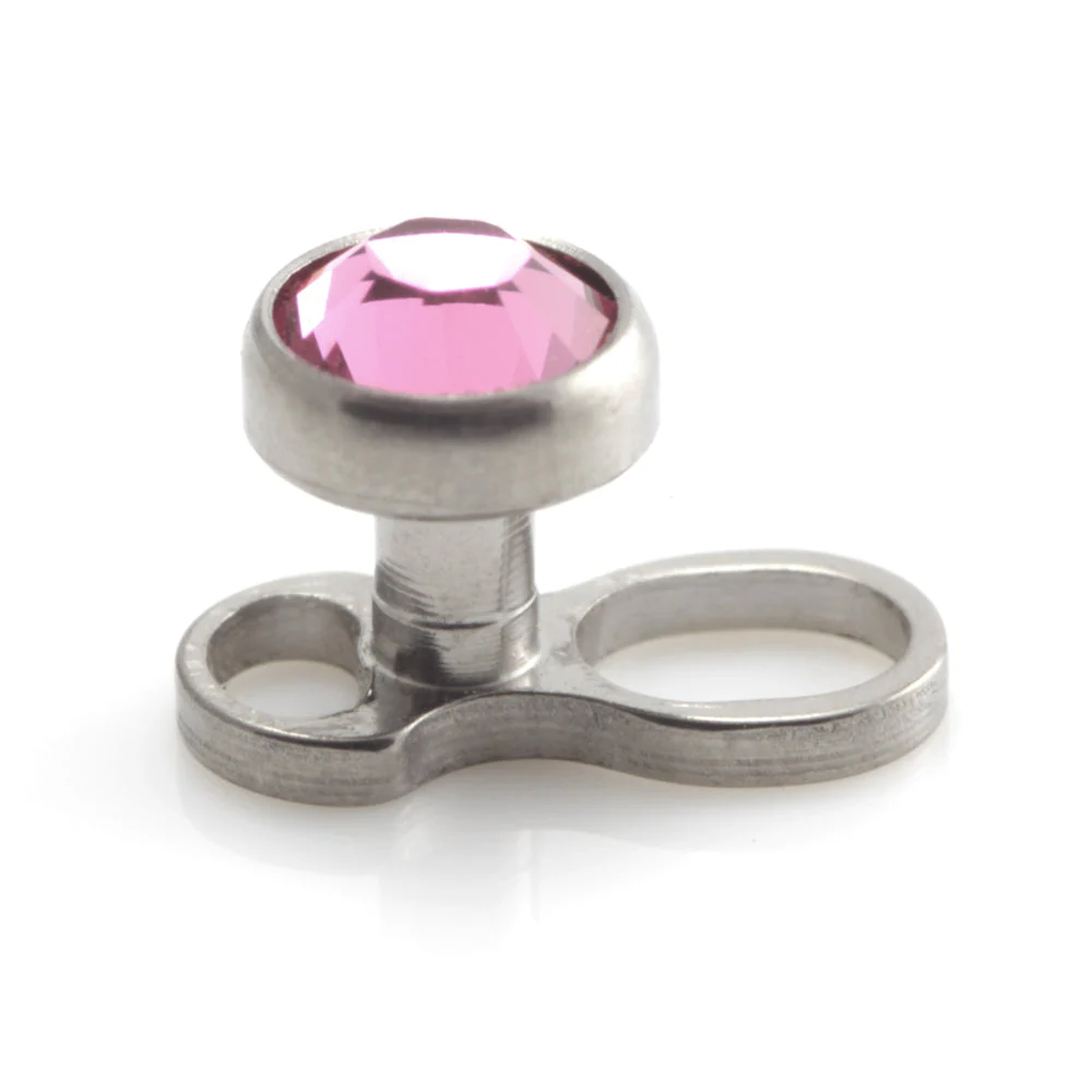 Titanium Internal Thread Micro Dermal Anchor with Gem Disk - Image 4