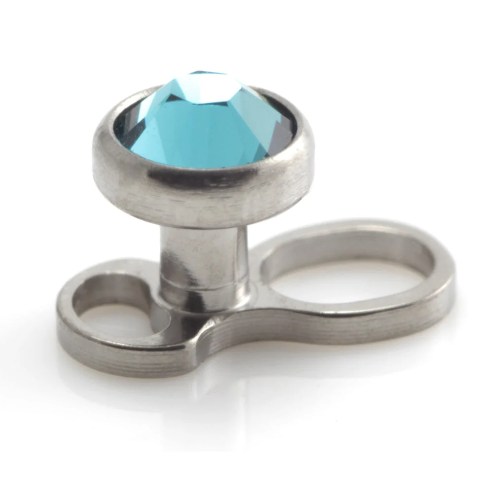 Titanium Internal Thread Micro Dermal Anchor with Gem Disk - Image 8