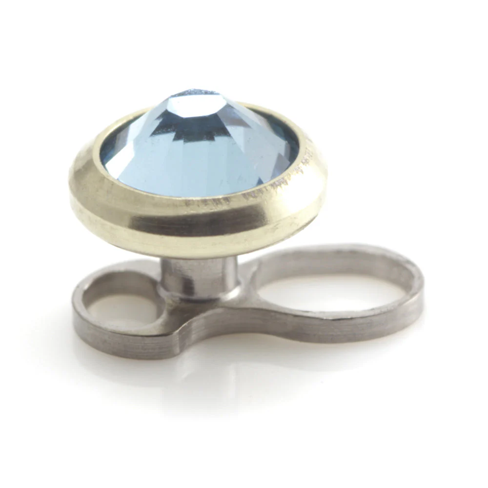 Titanium Internal Thread Micro Dermal Anchor with Zircon Gold Gem Disk - Image 10