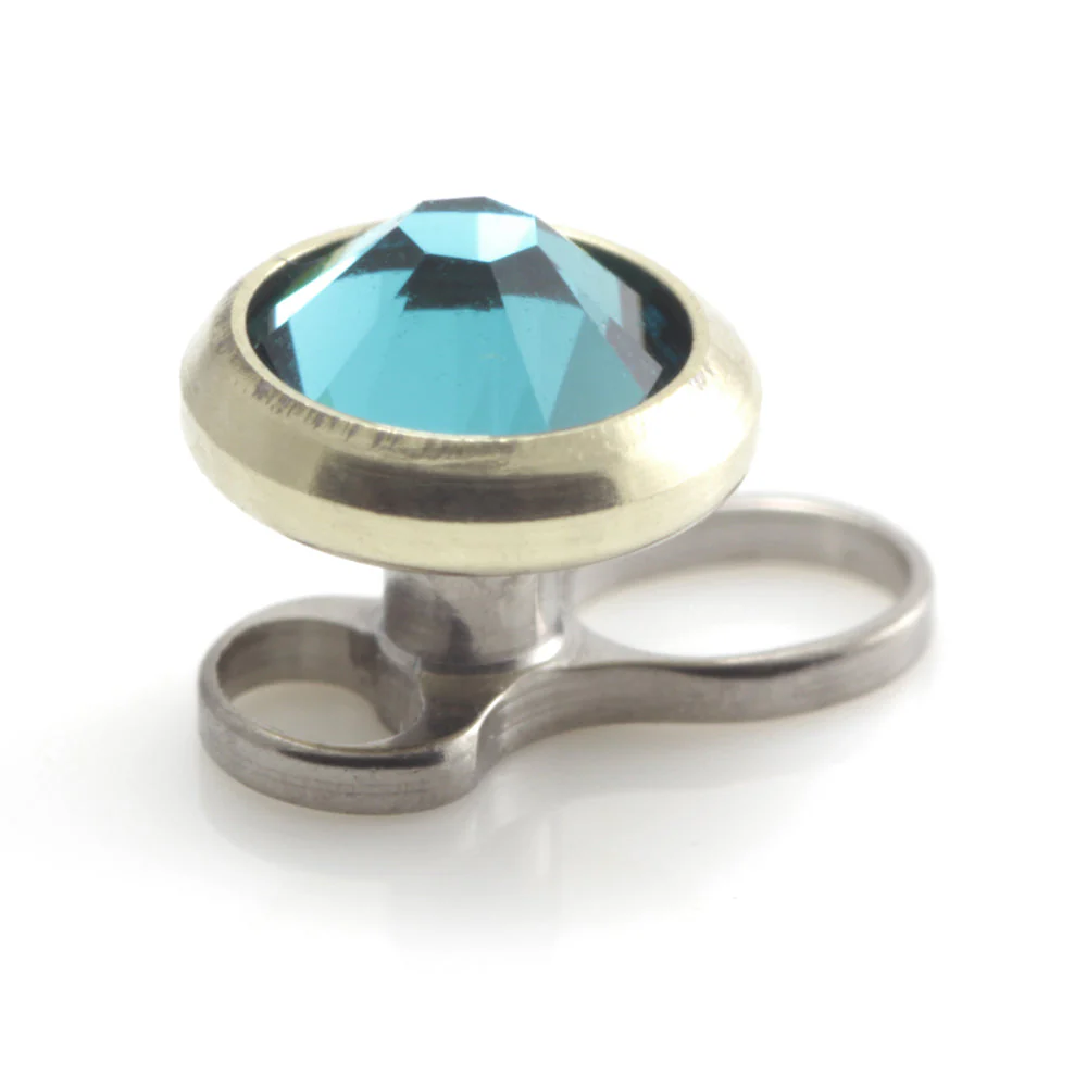 Titanium Internal Thread Micro Dermal Anchor with Zircon Gold Gem Disk - Image 9
