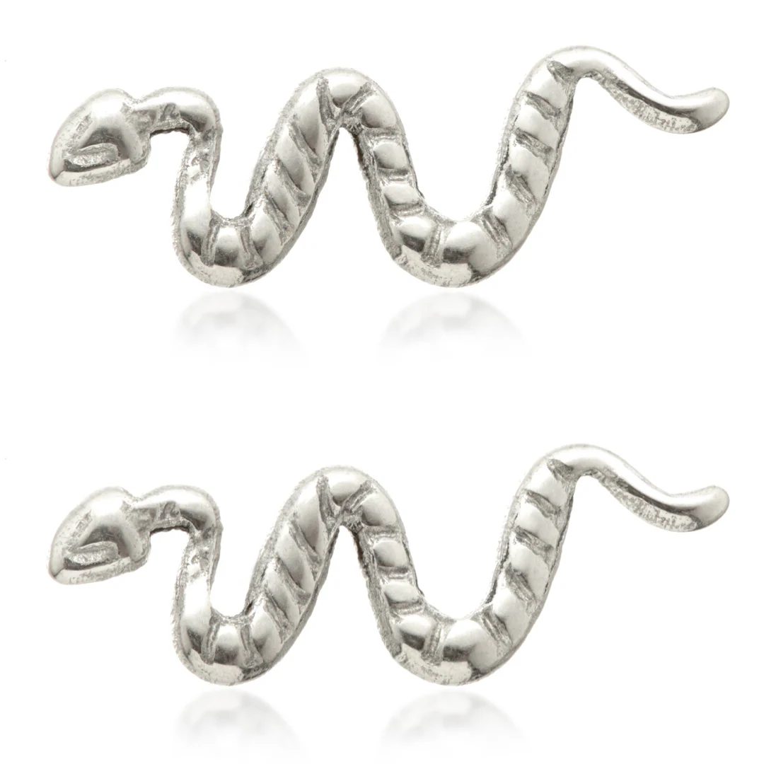 Titanium Threadless Stud Earrings with Snake Attachment (Pair)