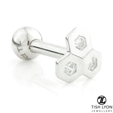 TL - 14 Carat Gold Jewelled Honeycomb Cartilage Bar - 1.2mm - Image 2