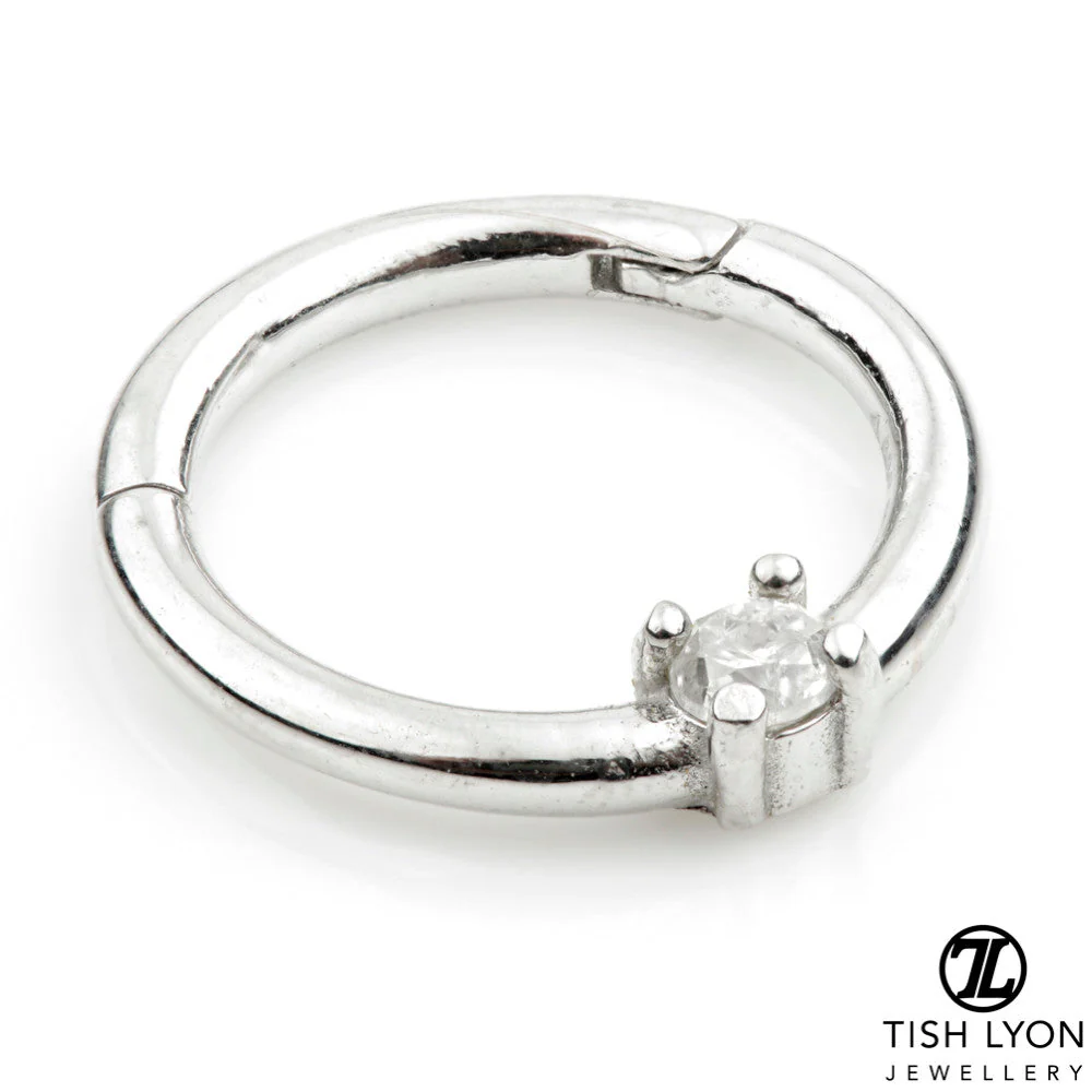 TL - 14ct Gold 2mm Diamond Prong Set Hinge Ring