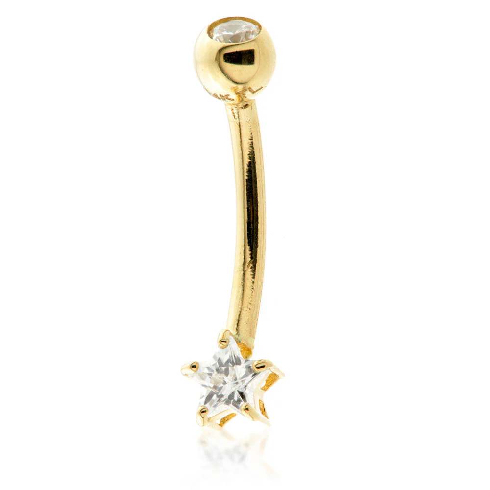 TL - 14ct Gold CZ Star Rook Bar - Image 2