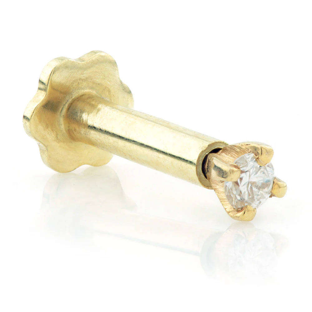 TL - 14ct Gold Diamond Solitaire Internal Labret - Image 2