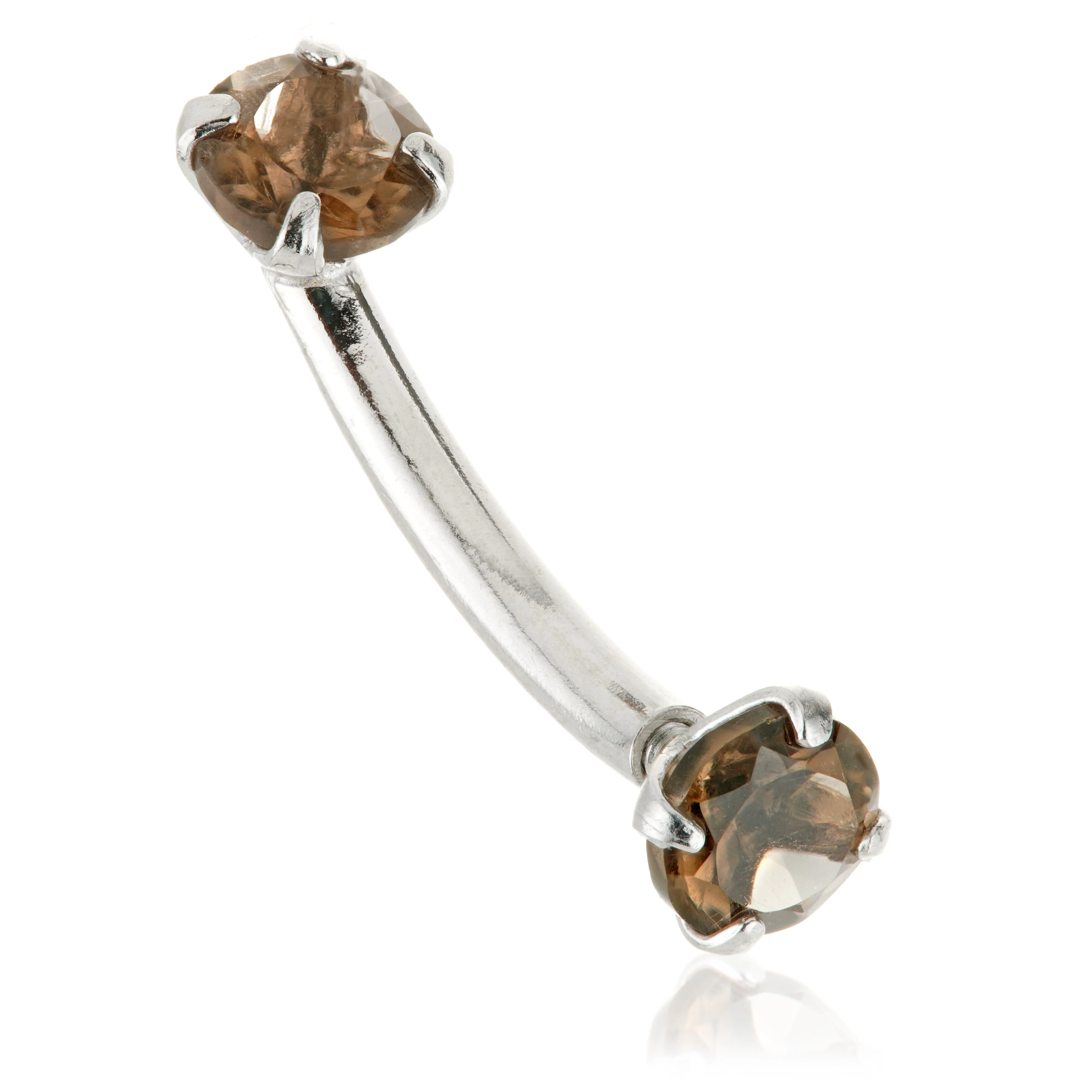 TL - 14ct Gold Double Smokey Quartz Prong Set Rook Bar - Image 2