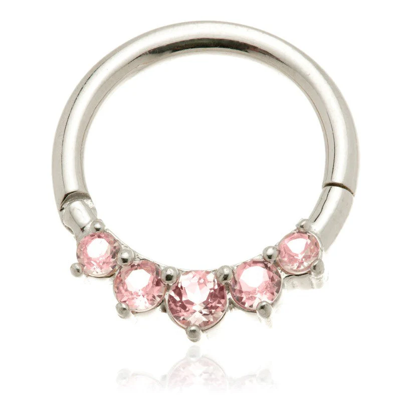 TL - 14ct Gold Front Facing Pink Sapphire Hinge Ring