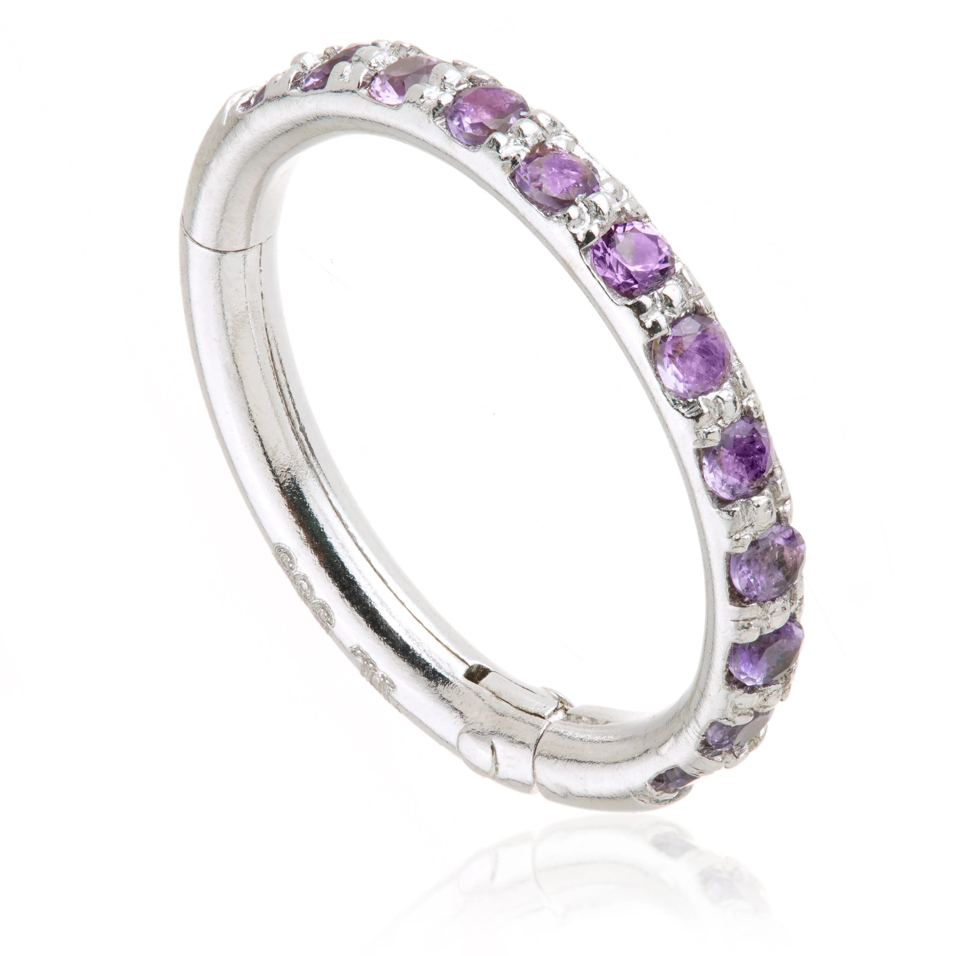 TL- 14ct Gold Full Pave Amethyst Hinge Ring - Image 2