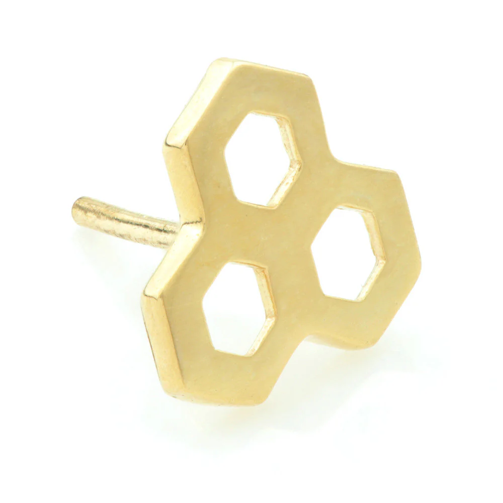 TL - 14ct Gold Honeycomb Threadless Attachment - Image 2