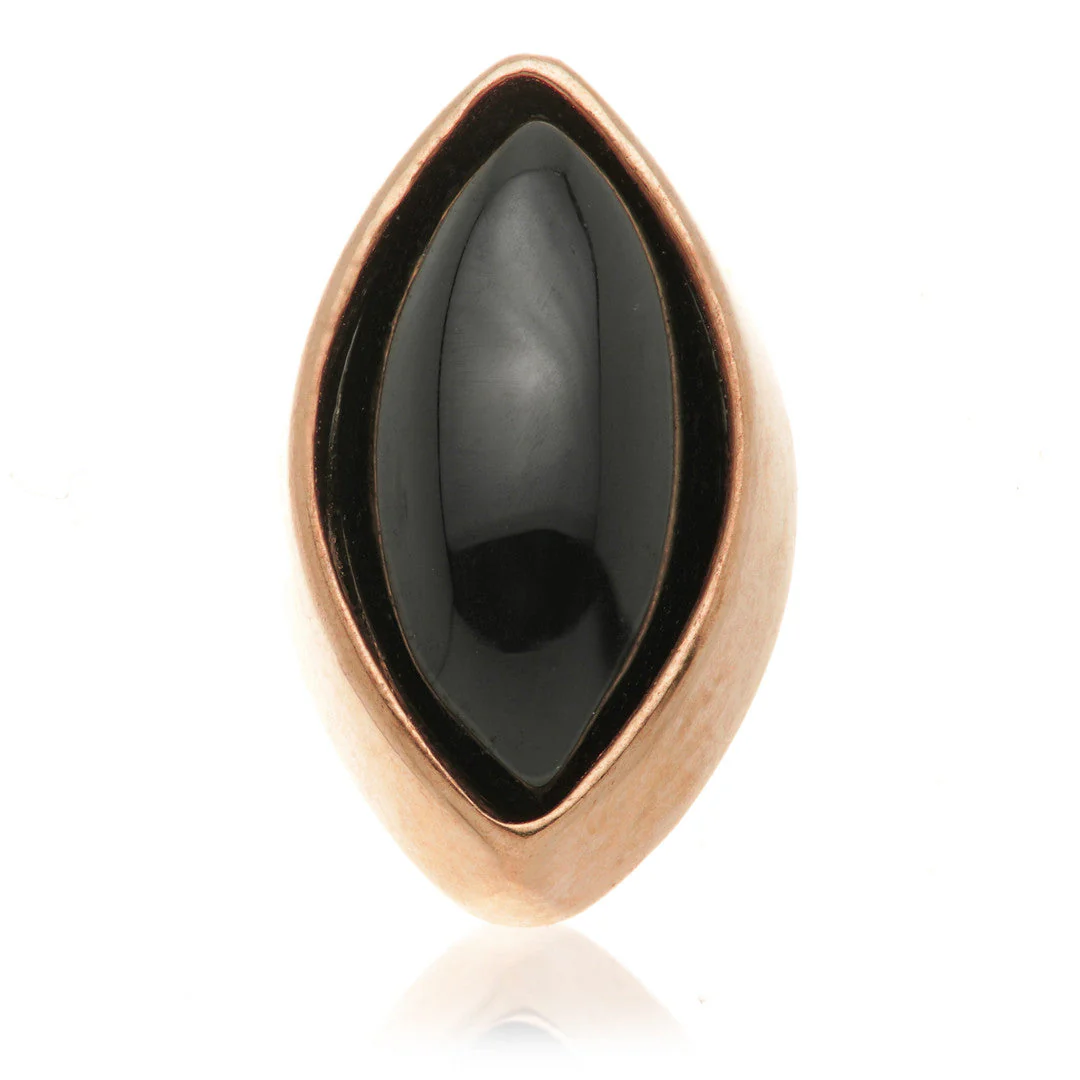 TL - 14ct Gold Internal Black Agate Cabochon Marquise Attachment