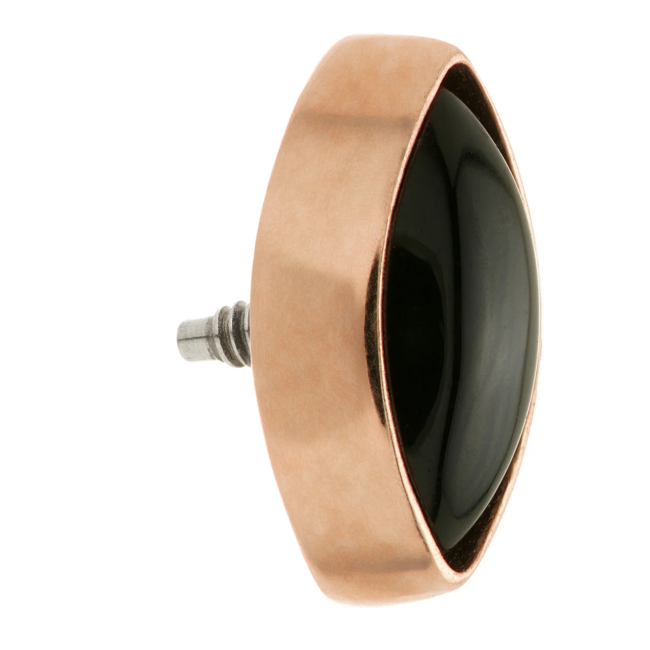 TL - 14ct Gold Internal Black Agate Cabochon Marquise Attachment - Image 4