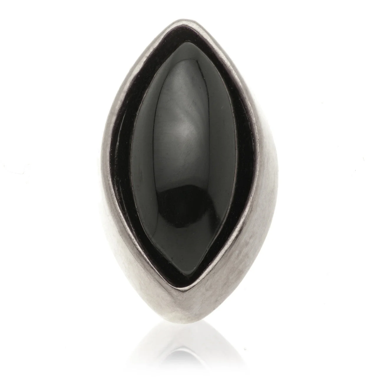 TL - 14ct Gold Internal Black Agate Cabochon Marquise Attachment - Image 5