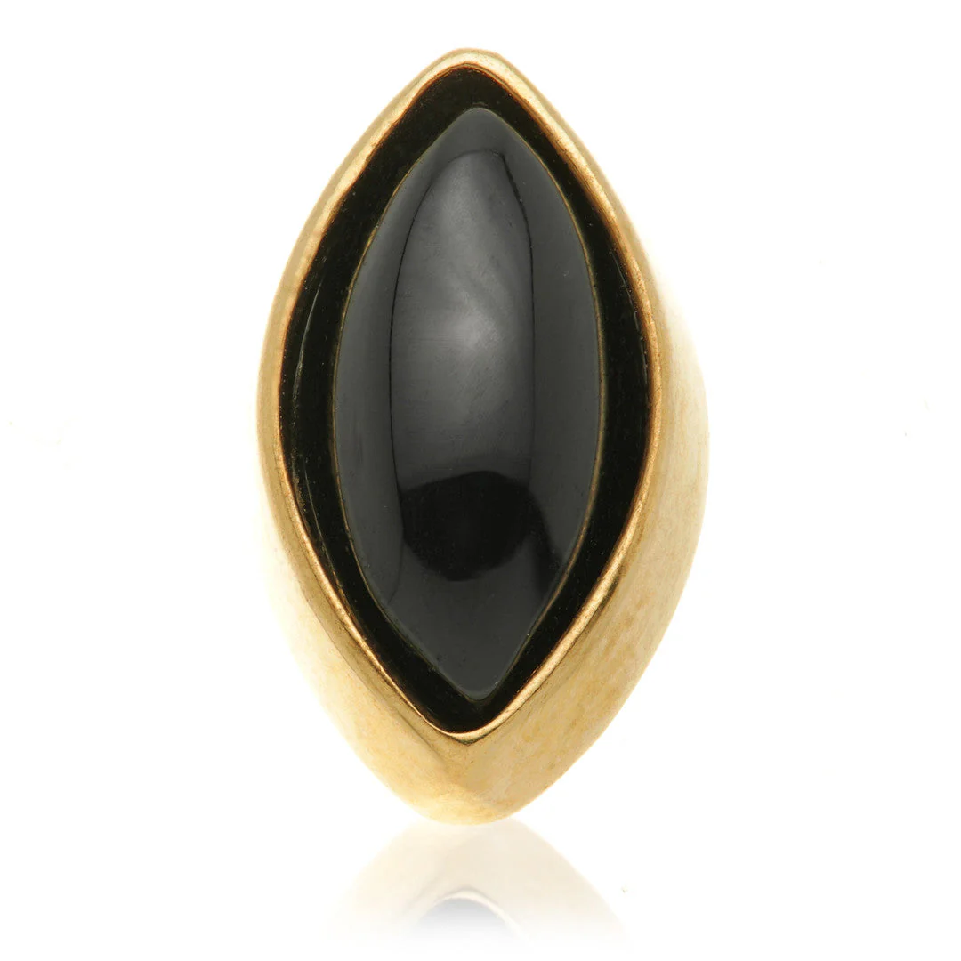 TL - 14ct Gold Internal Black Agate Cabochon Marquise Attachment - Image 6