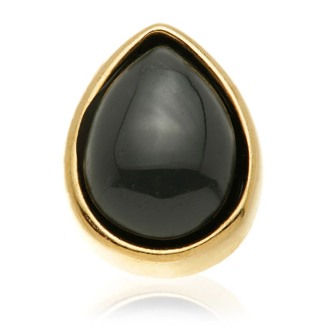TL - 14ct Gold Internal Black Agate Cabochon Pear Attachment