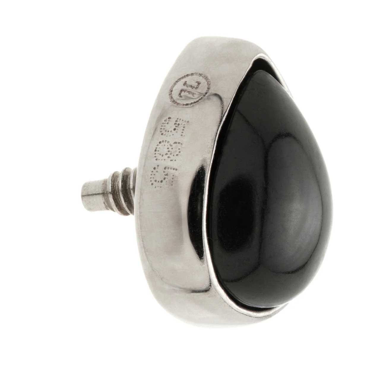 TL - 14ct Gold Internal Black Agate Cabochon Pear Attachment - Image 4