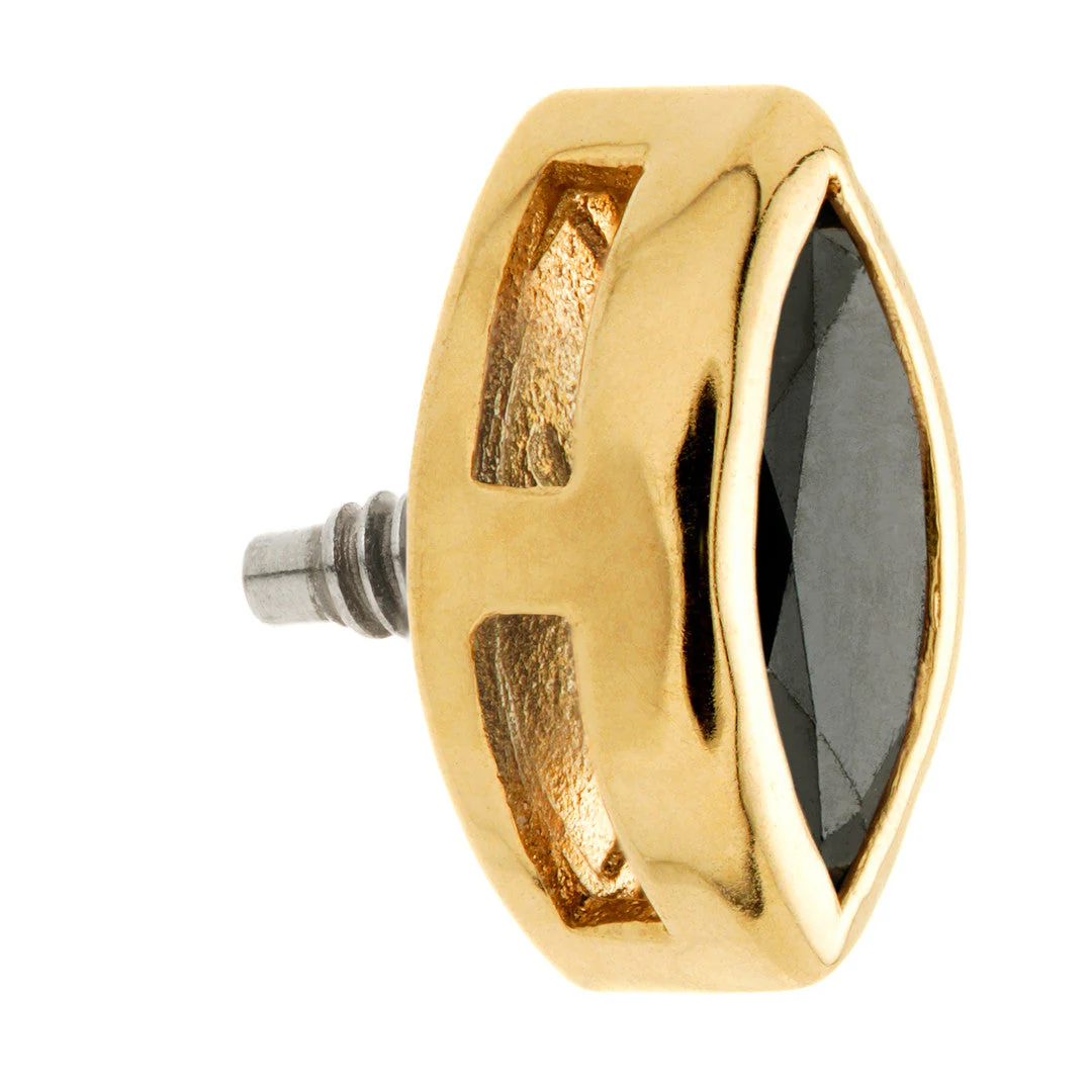 TL - 14ct Gold Internal Black Diamond Marquise Attachment - Image 2