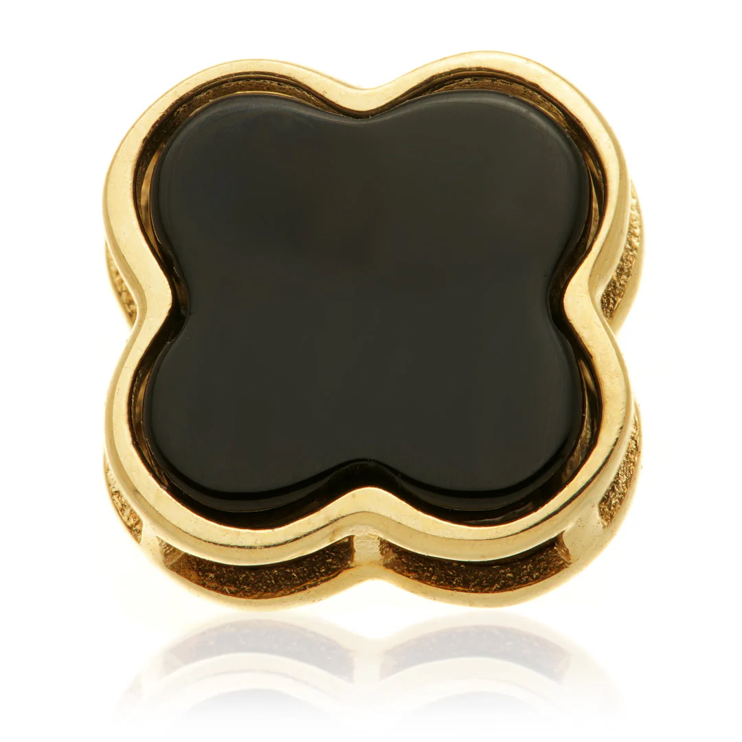 TL - 14ct Gold Internal Black Onyx Clover Attachment - Image 6