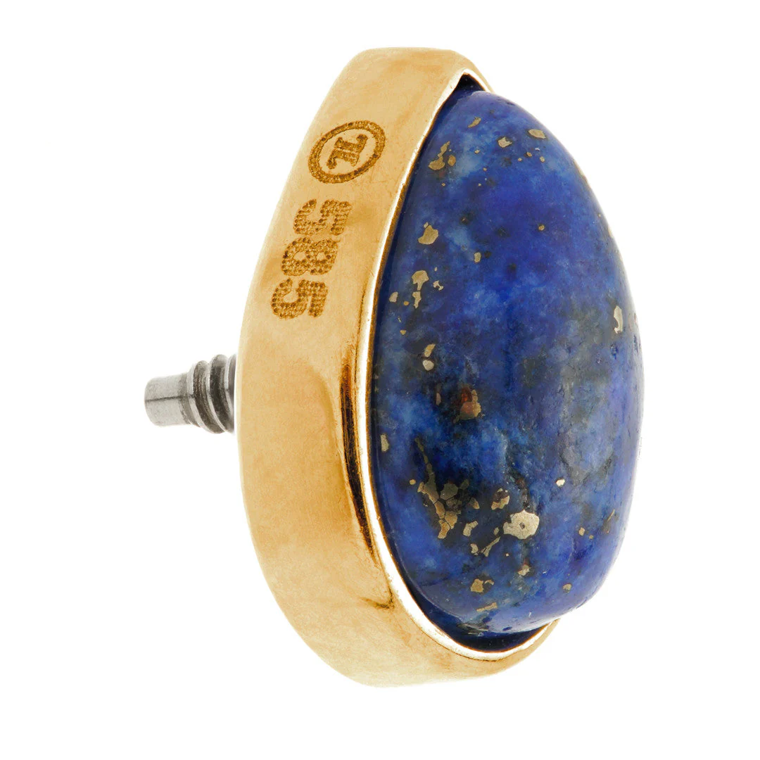 TL - 14ct Gold Internal Lapis Cabochon Pear Attachment - Image 3