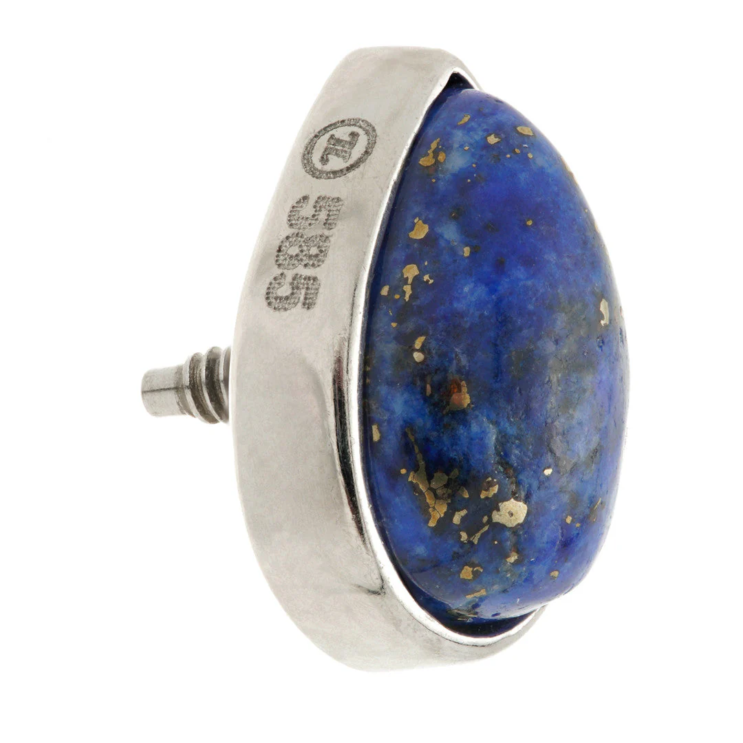 TL - 14ct Gold Internal Lapis Cabochon Pear Attachment - Image 4