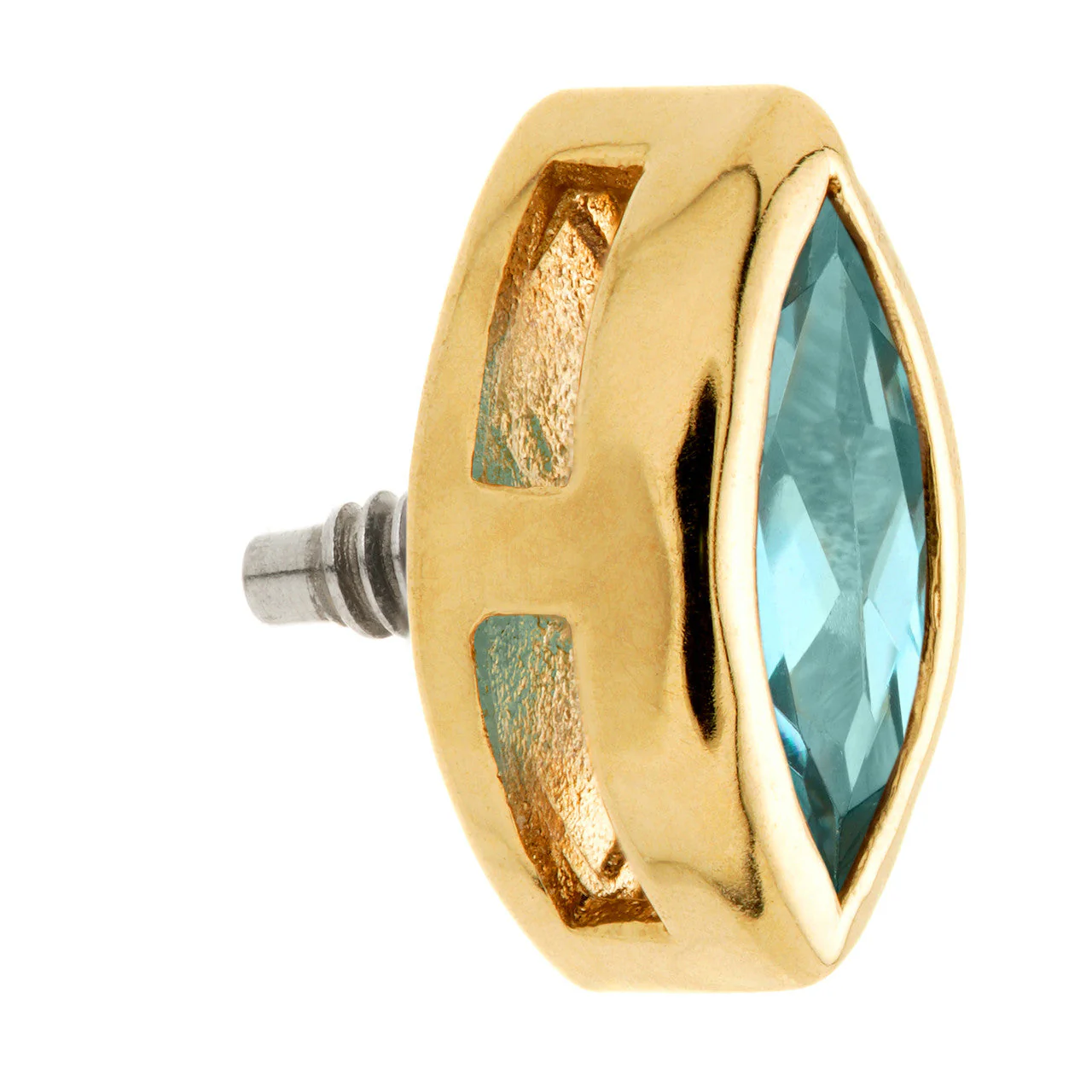 TL - 14ct Gold Internal London Blue Topaz Marquise Attachment - Image 2