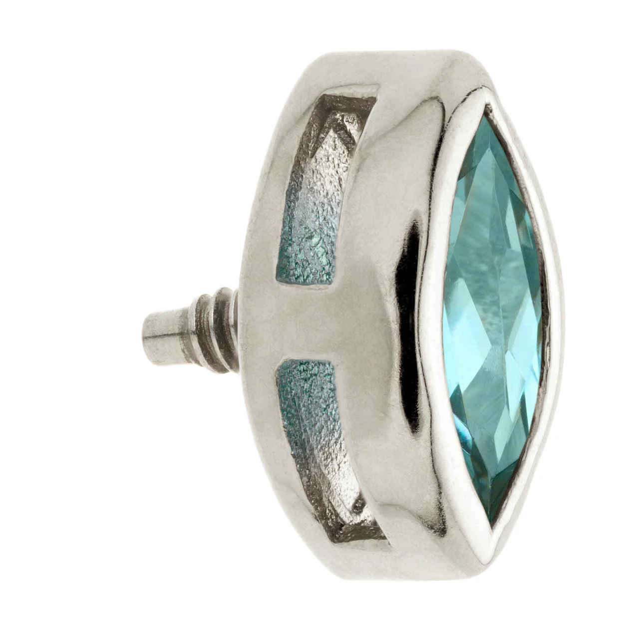 TL - 14ct Gold Internal London Blue Topaz Marquise Attachment - Image 3