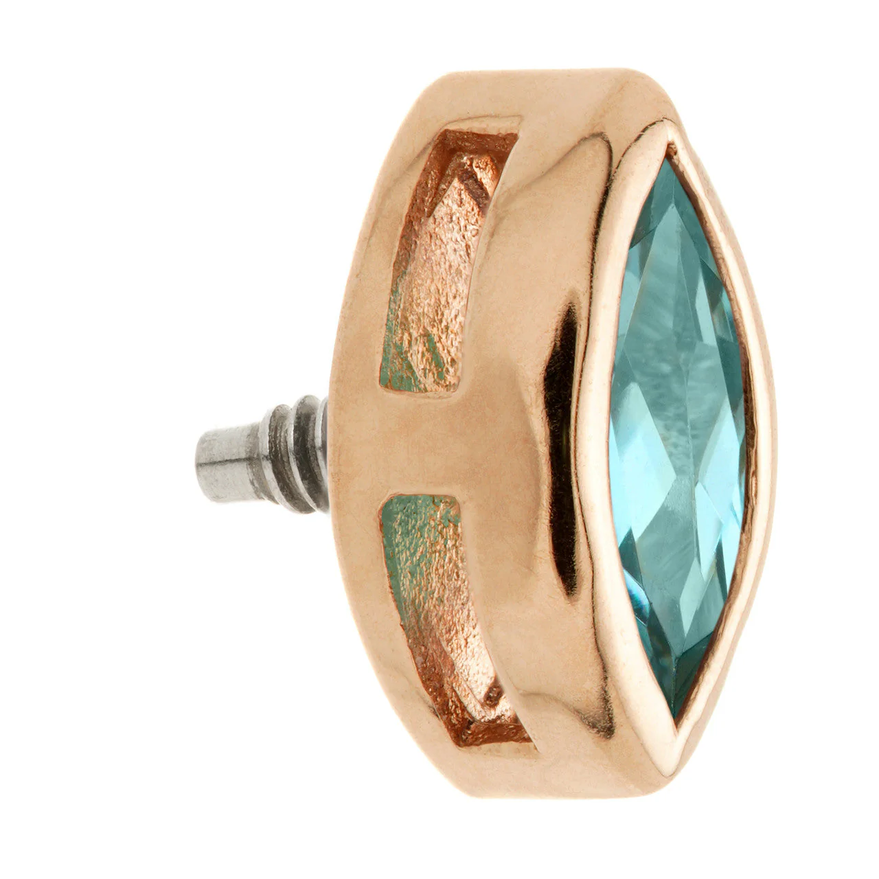 TL - 14ct Gold Internal London Blue Topaz Marquise Attachment - Image 4