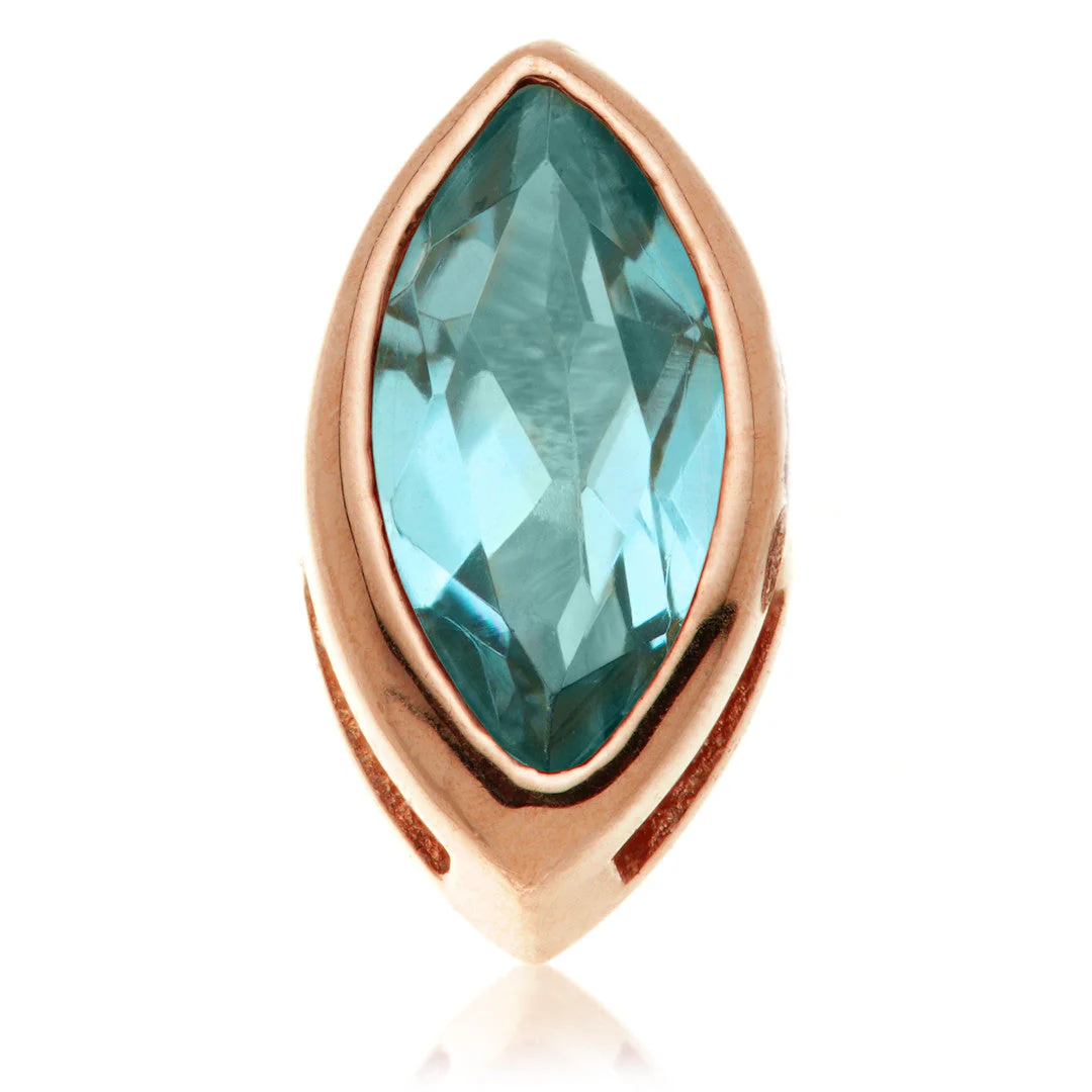 TL - 14ct Gold Internal London Blue Topaz Marquise Attachment - Image 5