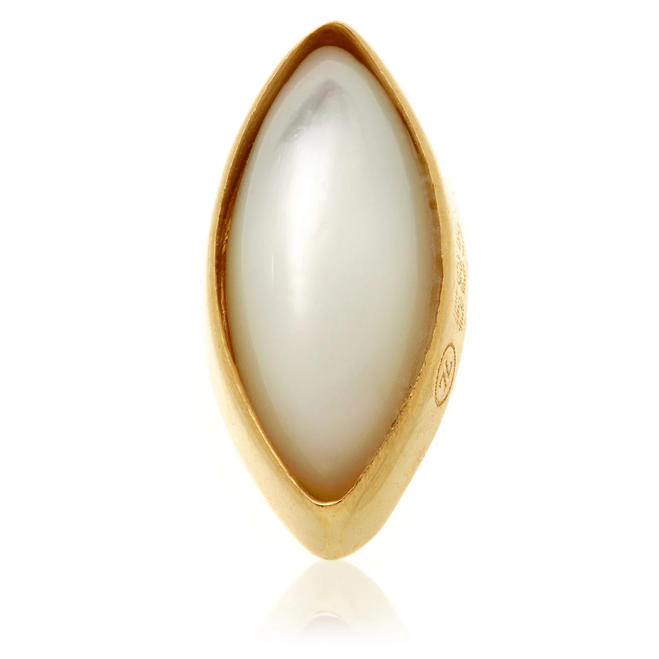 TL - 14ct Gold Internal Mother of Pearl Cabochon Marquise Attachment - Image 4