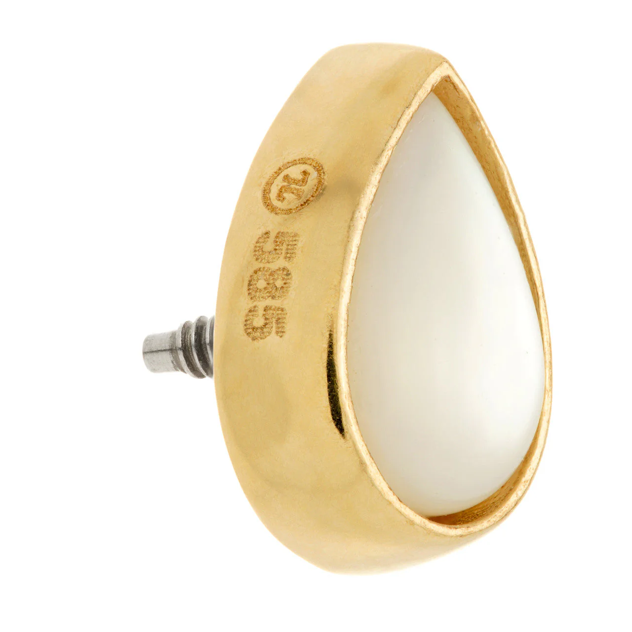 TL - 14ct Gold Internal Mother of Pearl Cabochon Pear Attachment - Image 3